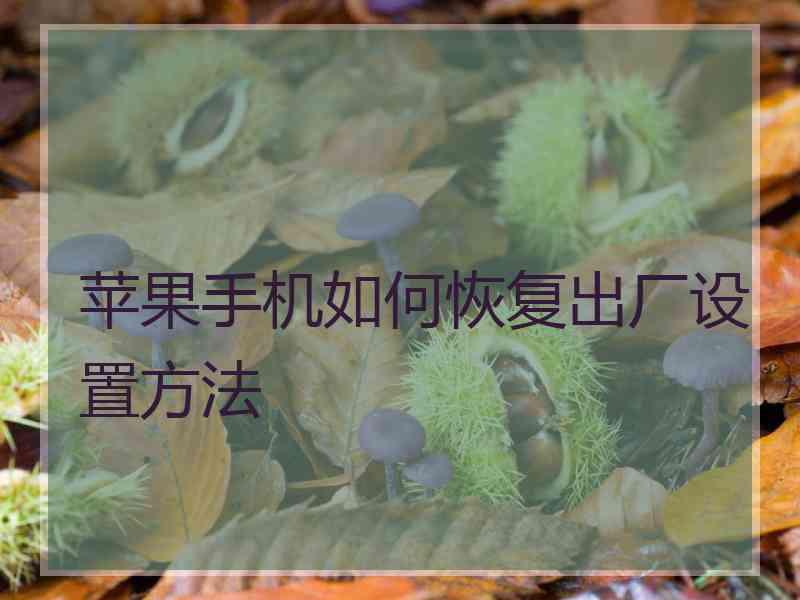 苹果手机如何恢复出厂设置方法